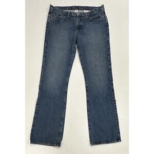 VTG Lucky Brand Blue Mid Rise Flare Long Length Denim Jeans Women's 31x33 EUC